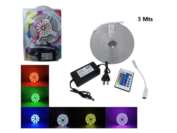 &u++ TIRA LED 5 MTS NEON + CONTROL REMOTO + TRANSFORMADOR (RGB)